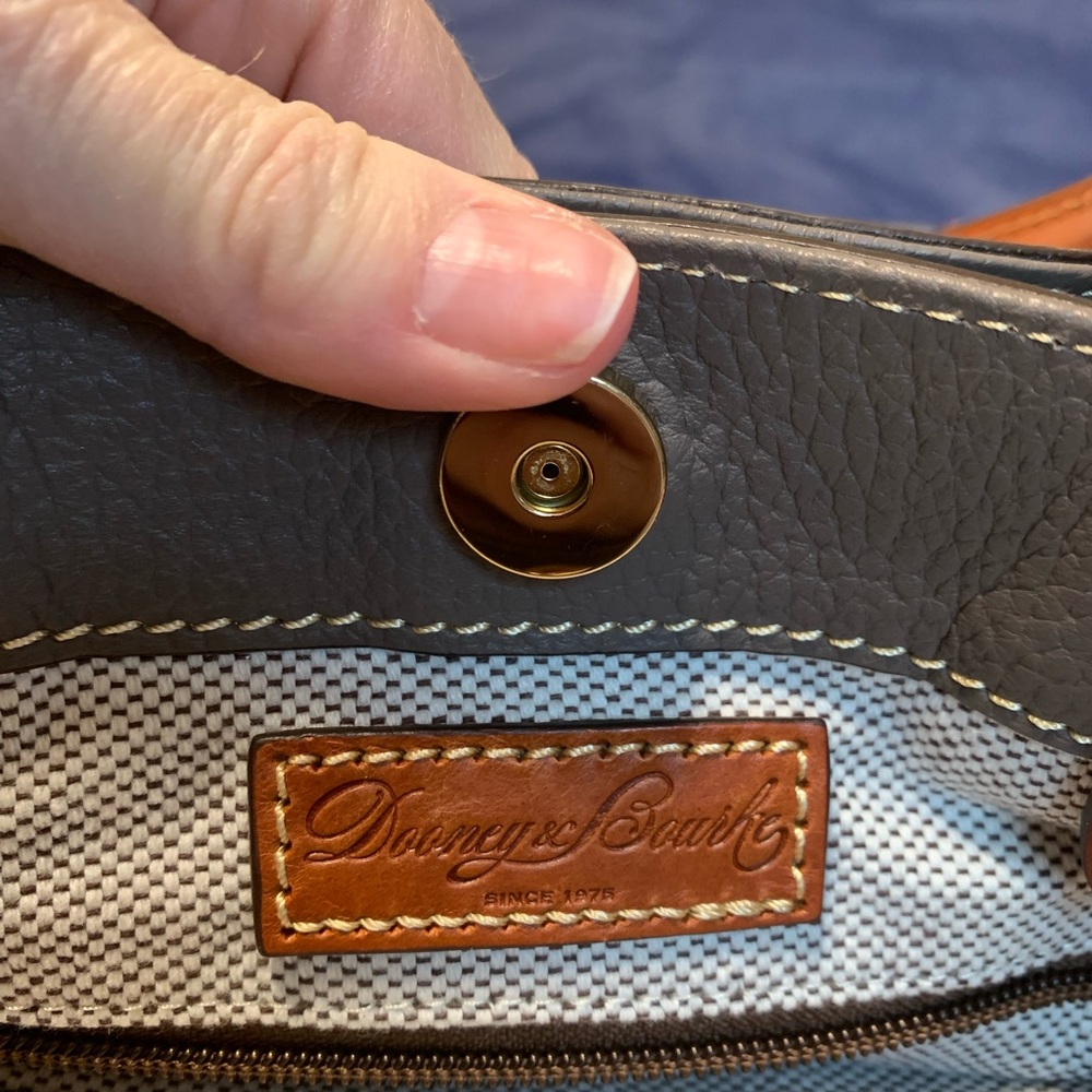 Dooney & Bourke Gray and Brown Leather Satchel - Picture 10 of 15